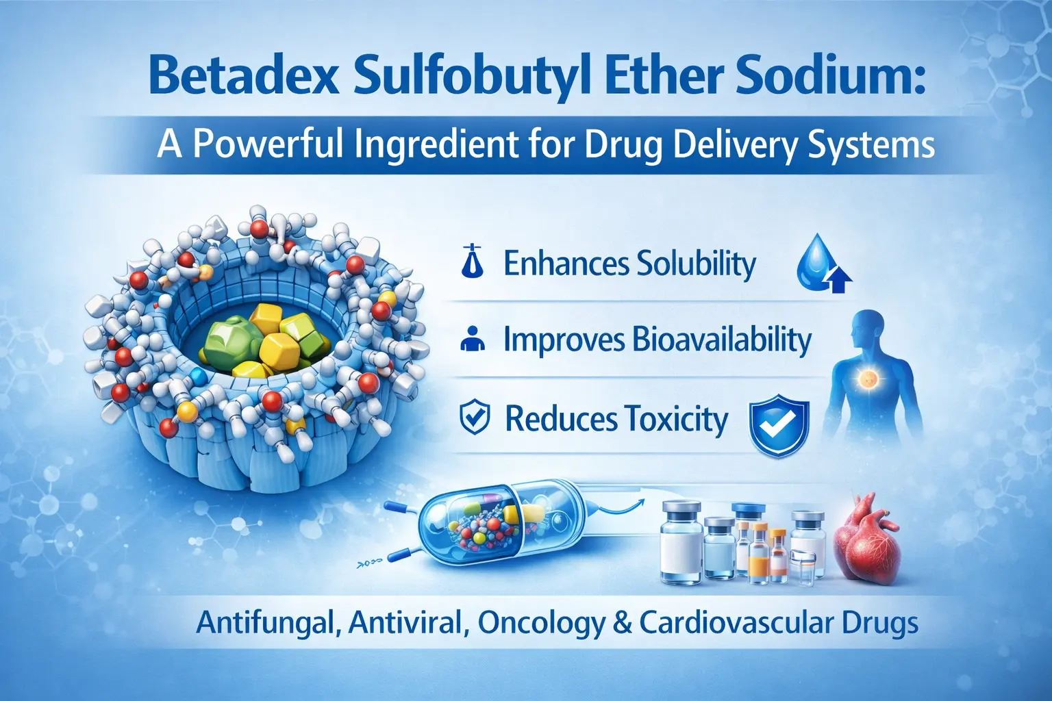 Betadex Sulfobutyl ஈதர் சோடியம்: மருந்து விநியோக அமைப்புகளுக்கு ஒரு சக்திவாய்ந்த மூலப்பொருள்